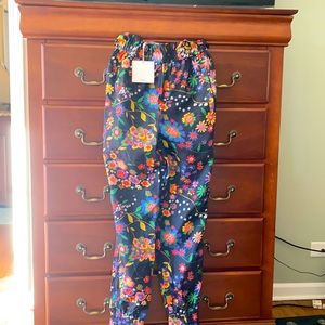 NWT Tibi floral high waisted joggers